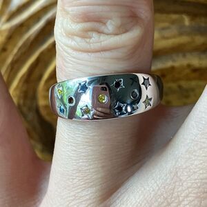 Natural Diamond Sterling Silver Ring Size 7